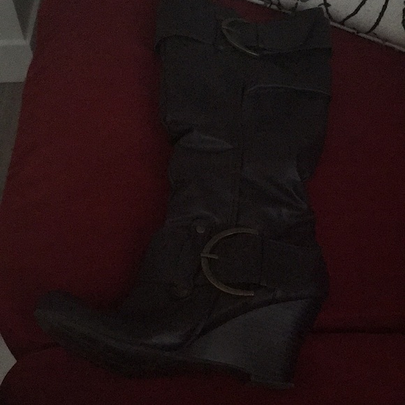 Brown wedge knee high boots size 8 - Picture 1 of 1